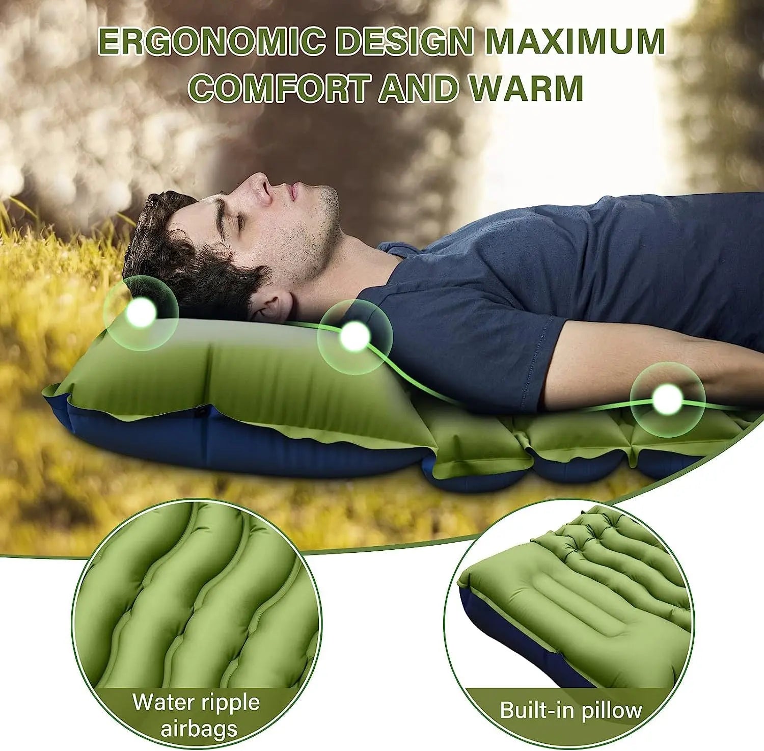 Grey 190cm Ultra-Light Foot Pump Inflatable Camping Sleeping Pad Wholesale Hub