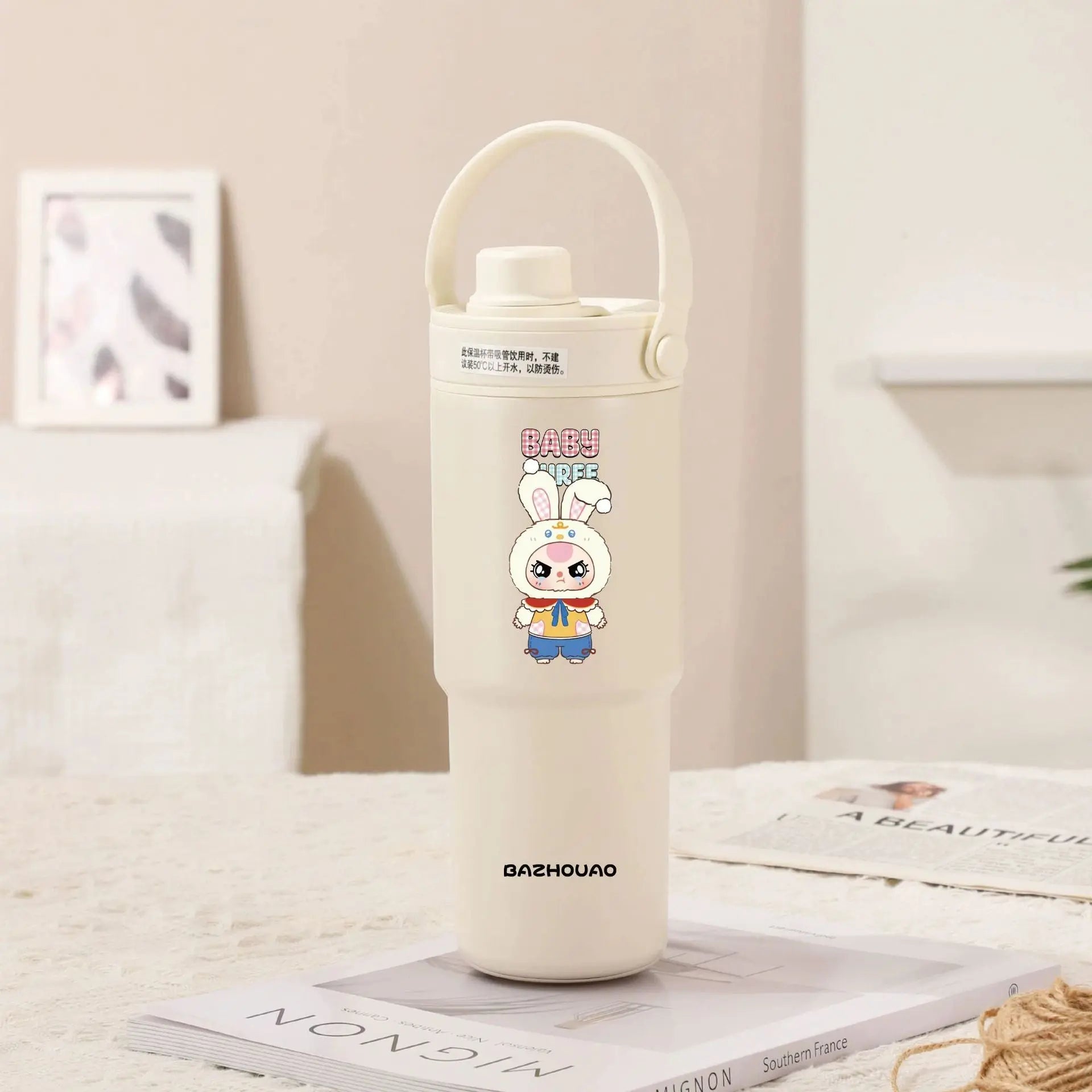 Creamy White - Baby 3 30oz Ceramic-Lined Insulated Tumbler with Handle, 735ml Stainless Steel Travel Mug Wholesale Hub
