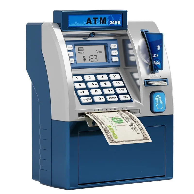 Kids ATM Savings Bank - Electronic Piggy Bank with Debit Card, PIN(Blue) Wholesale Hub