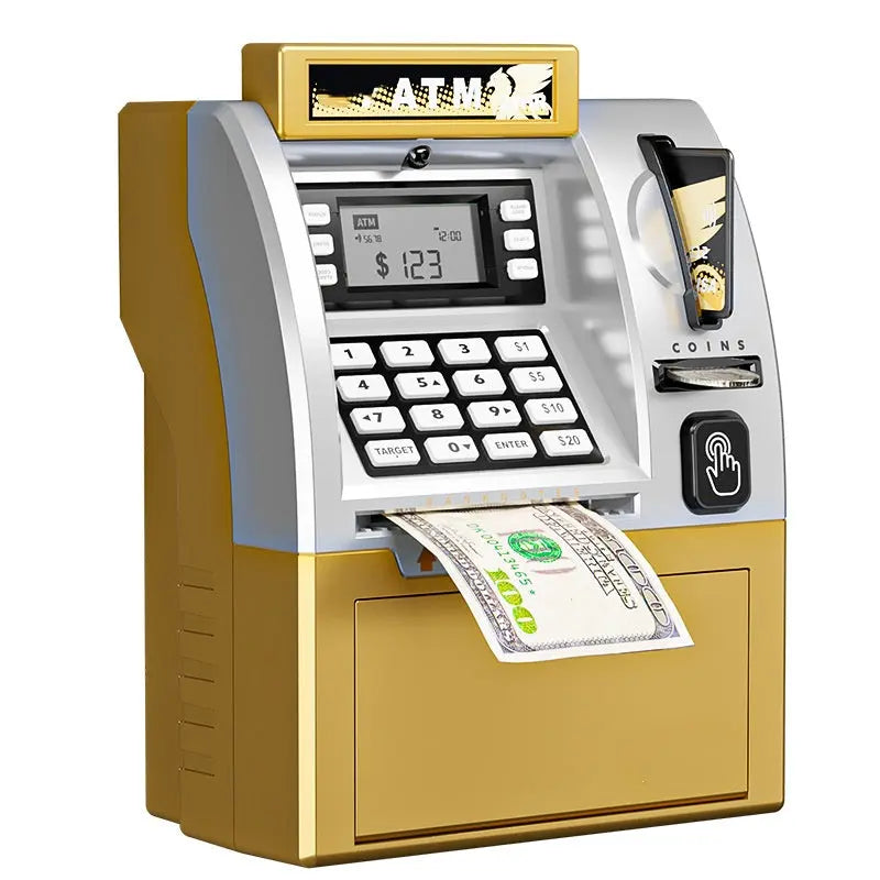 Kids ATM Savings Bank - Electronic Piggy Bank with Debit Card, PIN(Gold) Wholesale Hub
