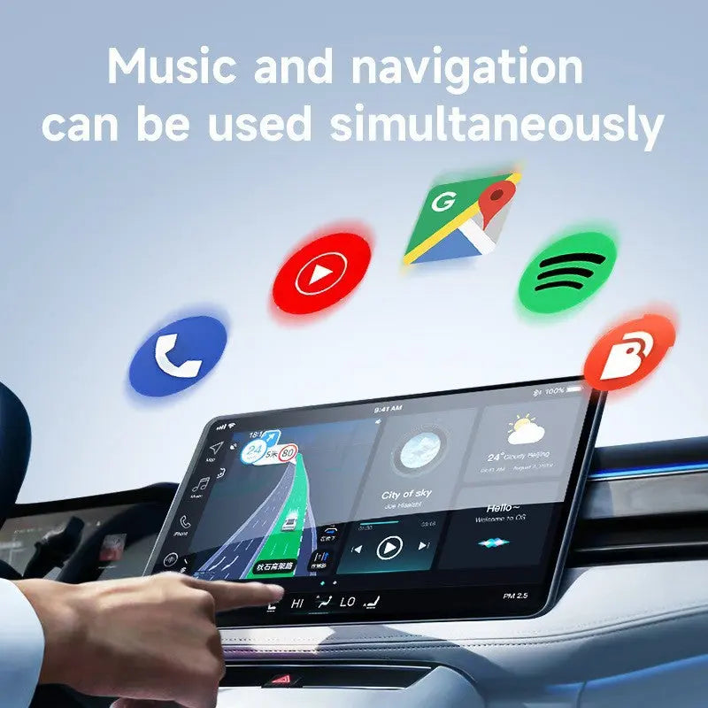 2-in-1 Wireless CarPlay & Android Auto Adapter - Plug & Play Dongle for Cars(Applicable to iPhone-Black) Wholesale Hub