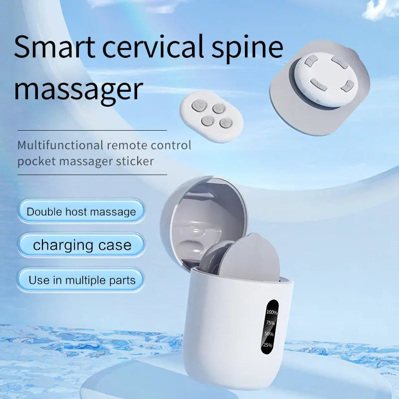 Smart Cervical Spine EMS Massager Sticker with Remote Control & Charging Case - 6 Modes, 16 Strengths(white) Wholesale Hub