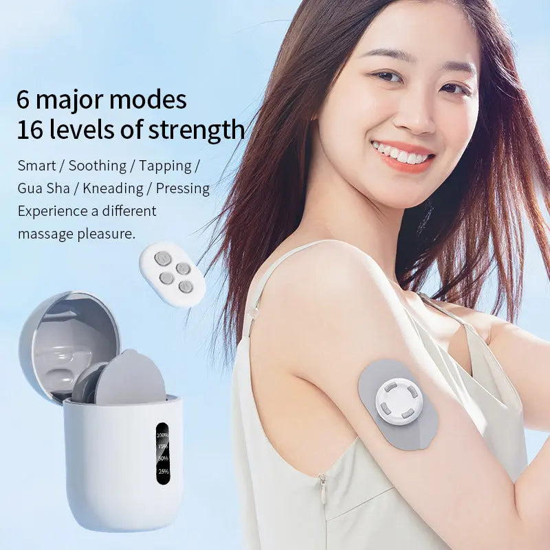 Smart Cervical Spine EMS Massager Sticker with Remote Control & Charging Case - 6 Modes, 16 Strengths(white) Wholesale Hub