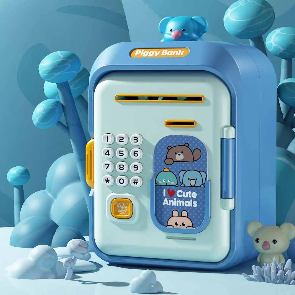 Interactive Kids' Piggy Bank Safe with Music, Stories & Password Lock(blue) Wholesale Hub
