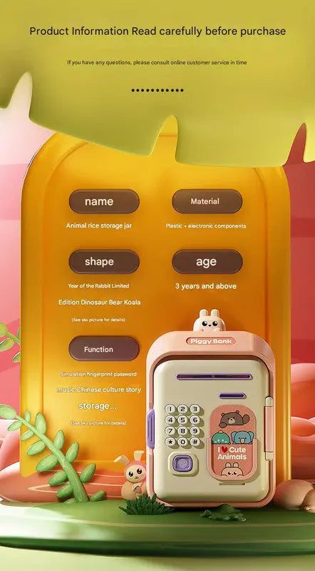 Interactive Kids' Piggy Bank Safe with Music, Stories & Password Lock(blue) Wholesale Hub