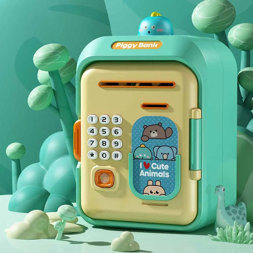 Interactive Kids' Piggy Bank Safe with Music, Stories & Password Lock(Cyan) Wholesale Hub