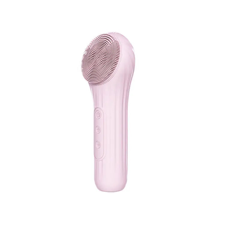 Silicone Facial Cleansing Brush - 6-Speed Vibration, Food-Grade Antibacterial Material with Warming Function(pink) Wholesale Hub