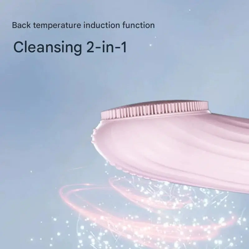 Silicone Facial Cleansing Brush - 6-Speed Vibration, Food-Grade Antibacterial Material with Warming Function(Purple) Wholesale Hub