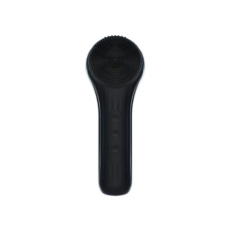 Silicone Facial Cleansing Brush - 6-Speed Vibration, Food-Grade Antibacterial Material with Warming Function(Black) Wholesale Hub