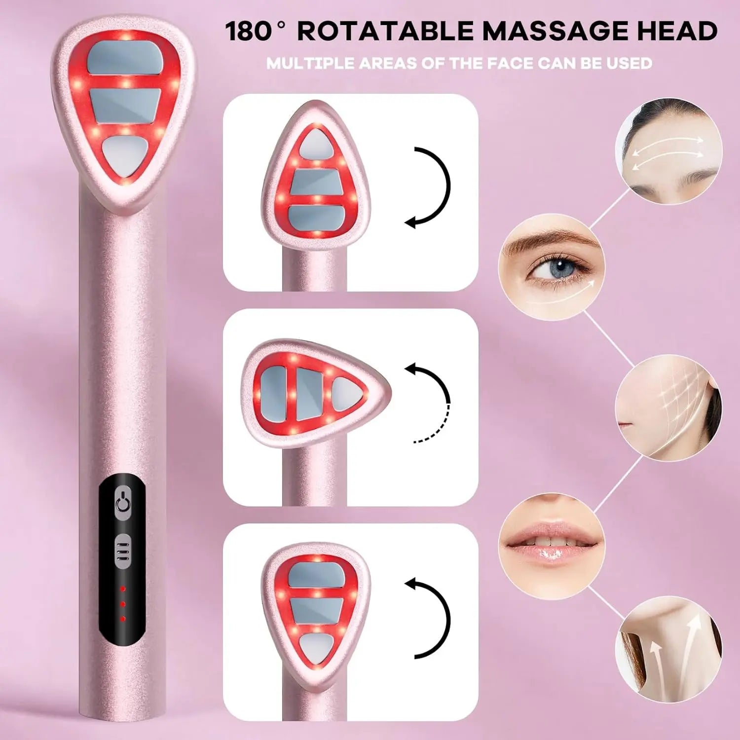 7-in-1 LED Facial Therapy Wand with 180 Rotatable Head & 42C Constant Temperature(black) Wholesale Hub