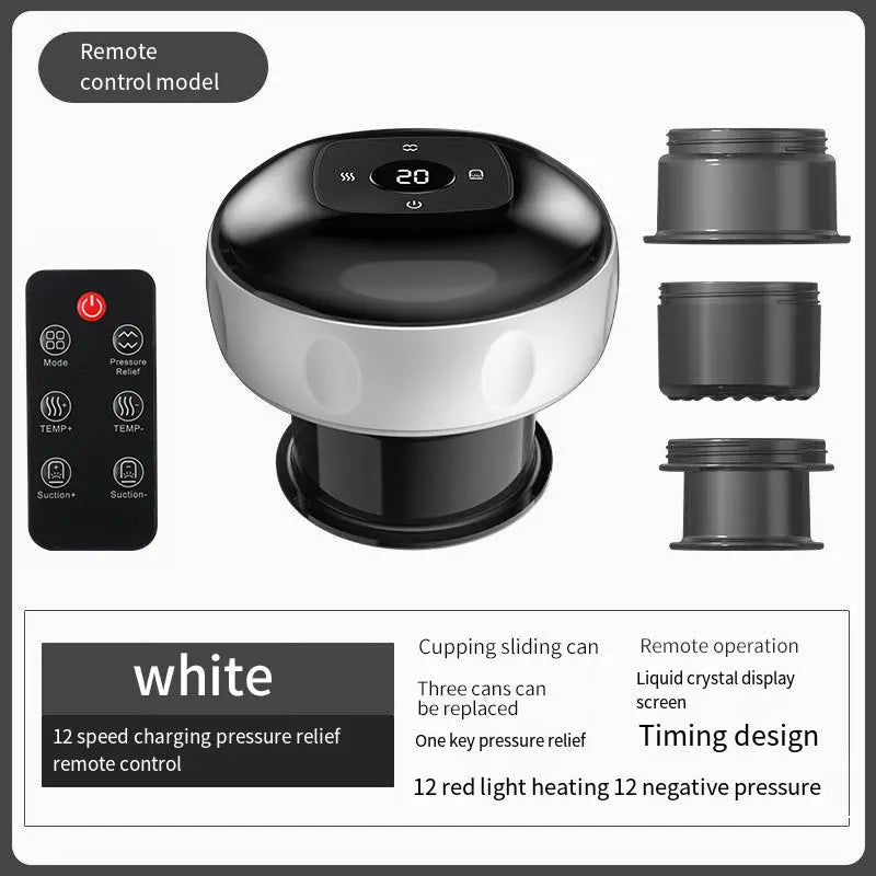 Smart Electric Cupping Therapy Massager - Adjustable Suction & Heat, Red Light Therapy, USB-C Rechargeable(White) Wholesale Hub