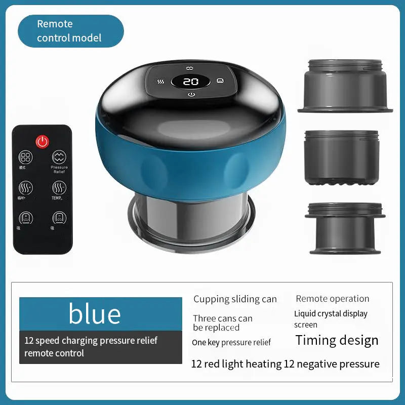 Smart Electric Cupping Therapy Massager - Adjustable Suction & Heat, Red Light Therapy, USB-C Rechargeable(Blue) Wholesale Hub