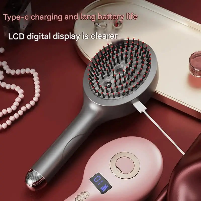 4-in-1 SPA Scalp Care Massage Comb - Red Light Therapy, Nano Steam & Vibration, USB-C Rechargeable(grey) Wholesale Hub