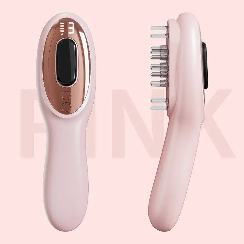 Electric Scalp Massager Comb with Red & Blue Light Therapy - 5 Vibration Modes & Liquid Dispenser(pink) Wholesale Hub
