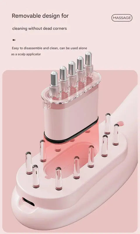 Electric Scalp Massager Comb with Red & Blue Light Therapy - 5 Vibration Modes & Liquid Dispenser(pink) Wholesale Hub