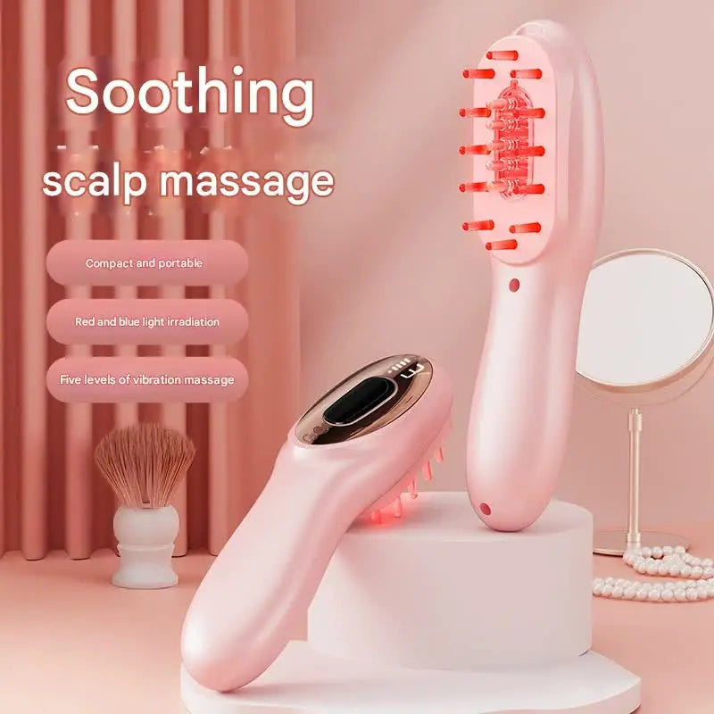 Electric Scalp Massager Comb with Red & Blue Light Therapy - 5 Vibration Modes & Liquid Dispenser(White) Wholesale Hub