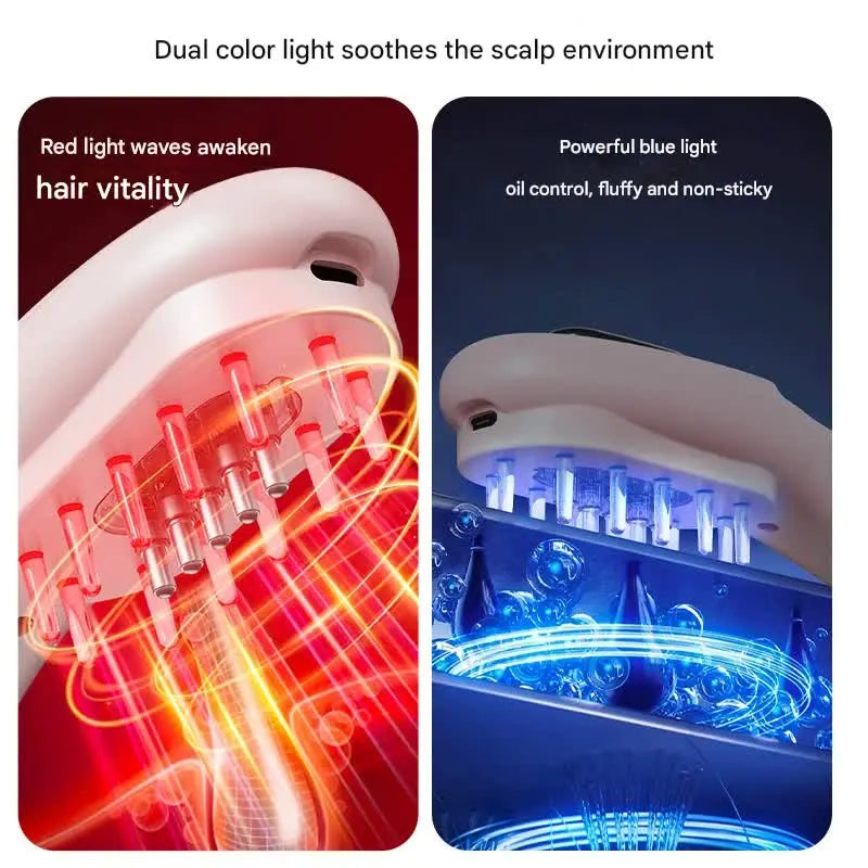 Electric Scalp Massager Comb with Red & Blue Light Therapy - 5 Vibration Modes & Liquid Dispenser(White) Wholesale Hub