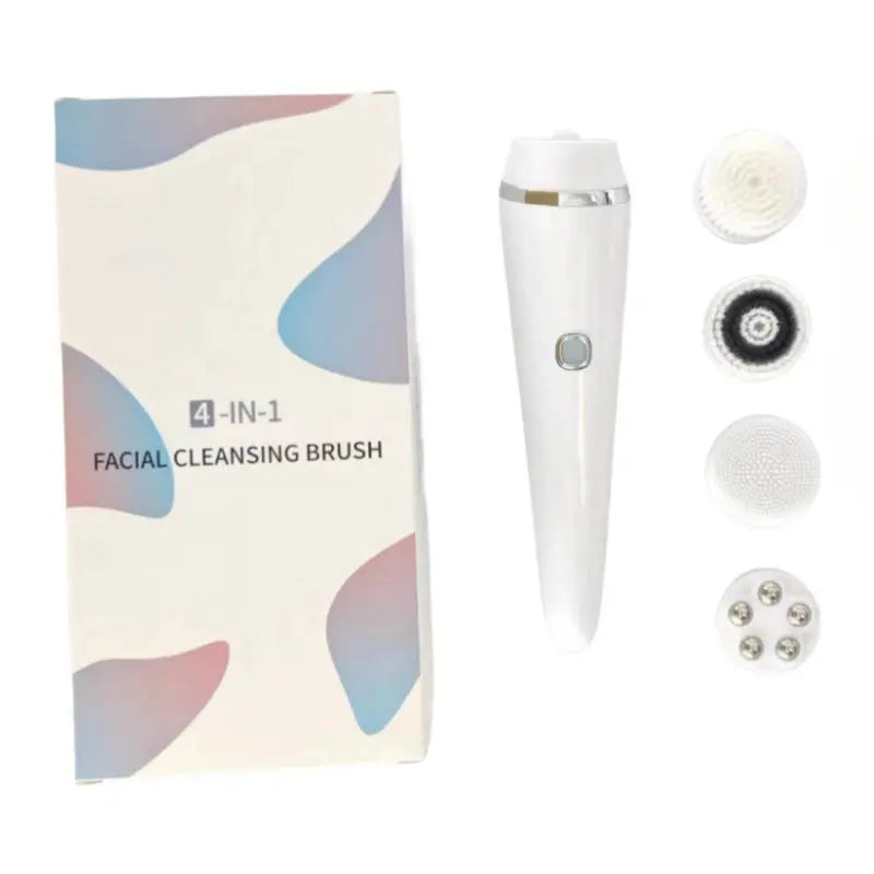 4-in-1 Electric Facial Cleansing Brush & Massager - IPX6 Waterproof, 3 Speeds, Bi-Directional Spin, USB Rechargeable(white) Wholesale Hub