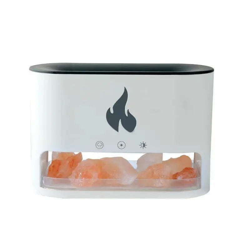 Himalayan Salt Stone Flame Aroma Diffuser & Humidifier - 7 Light Options, Ultrasonic, Auto Shut-Off(white) Wholesale Hub