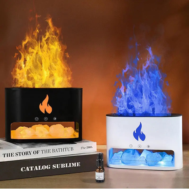 Himalayan Salt Stone Flame Aroma Diffuser & Humidifier - 7 Light Options, Ultrasonic, Auto Shut-Off(white) Wholesale Hub