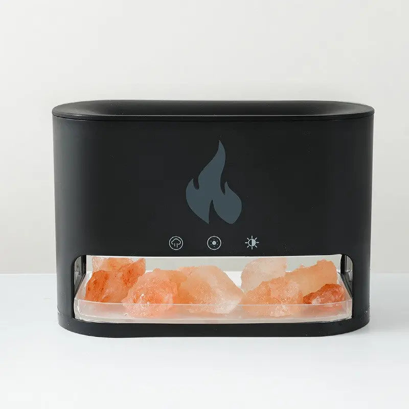 Himalayan Salt Stone Flame Aroma Diffuser & Humidifier - 7 Light Options, Ultrasonic, Auto Shut-Off(black) Wholesale Hub