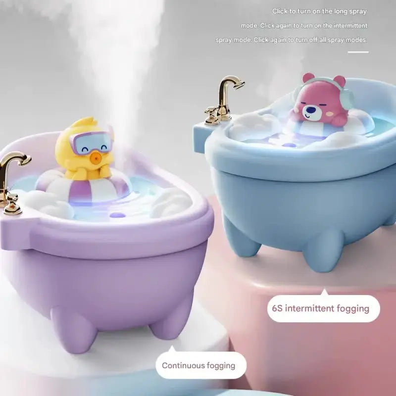 Adorable Bathtub Humidifier with Colorful Night Light - USB-C, 340ml, Auto Shut-Off(Green Dragon) Wholesale Hub