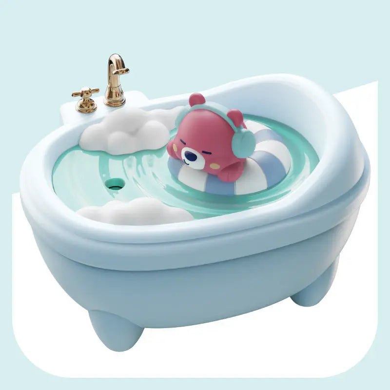 Adorable Bathtub Humidifier with Colorful Night Light - USB-C, 340ml, Auto Shut-Off(Blue Bear) Wholesale Hub