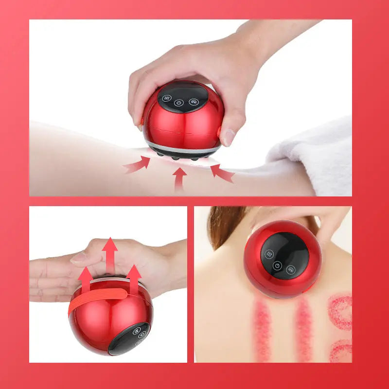 Smart Electric Cupping & Gua Sha Massager with Red Light Therapy & Magnetic Stones - 5 Levels, Rechargeable(red) Wholesale Hub