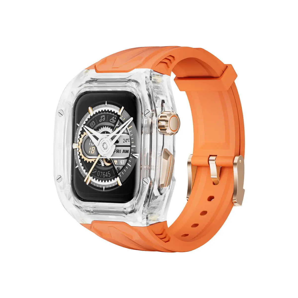 Transparent PC+TPU Sports Watch Strap & Case for Smart Watch - Raised Edge Protection, Wireless Charging Compatible(Orange transparent) Wholesale Hub