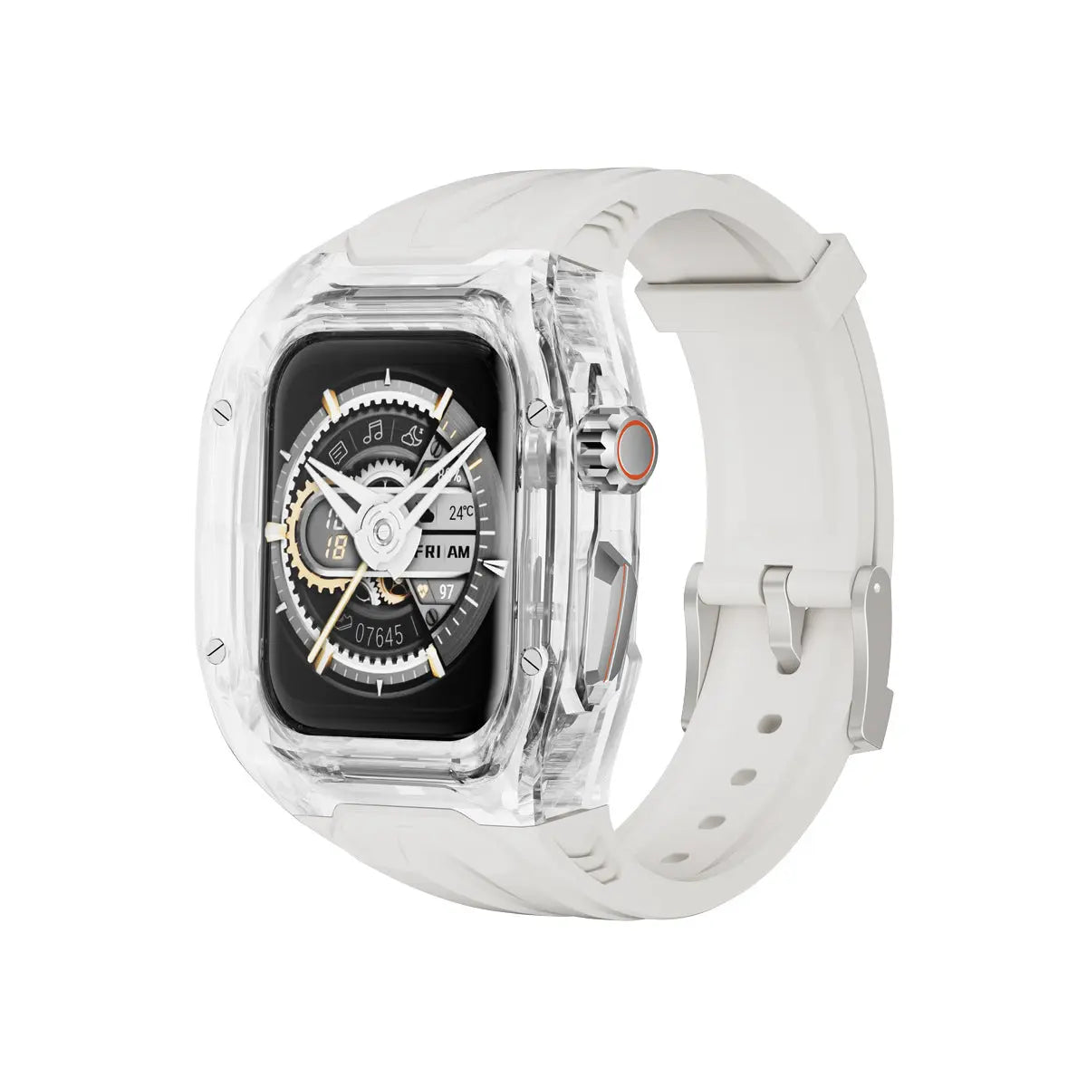 Transparent PC+TPU Sports Watch Strap & Case for Smart Watch - Raised Edge Protection, Wireless Charging Compatible(White and transparent) Wholesale Hub