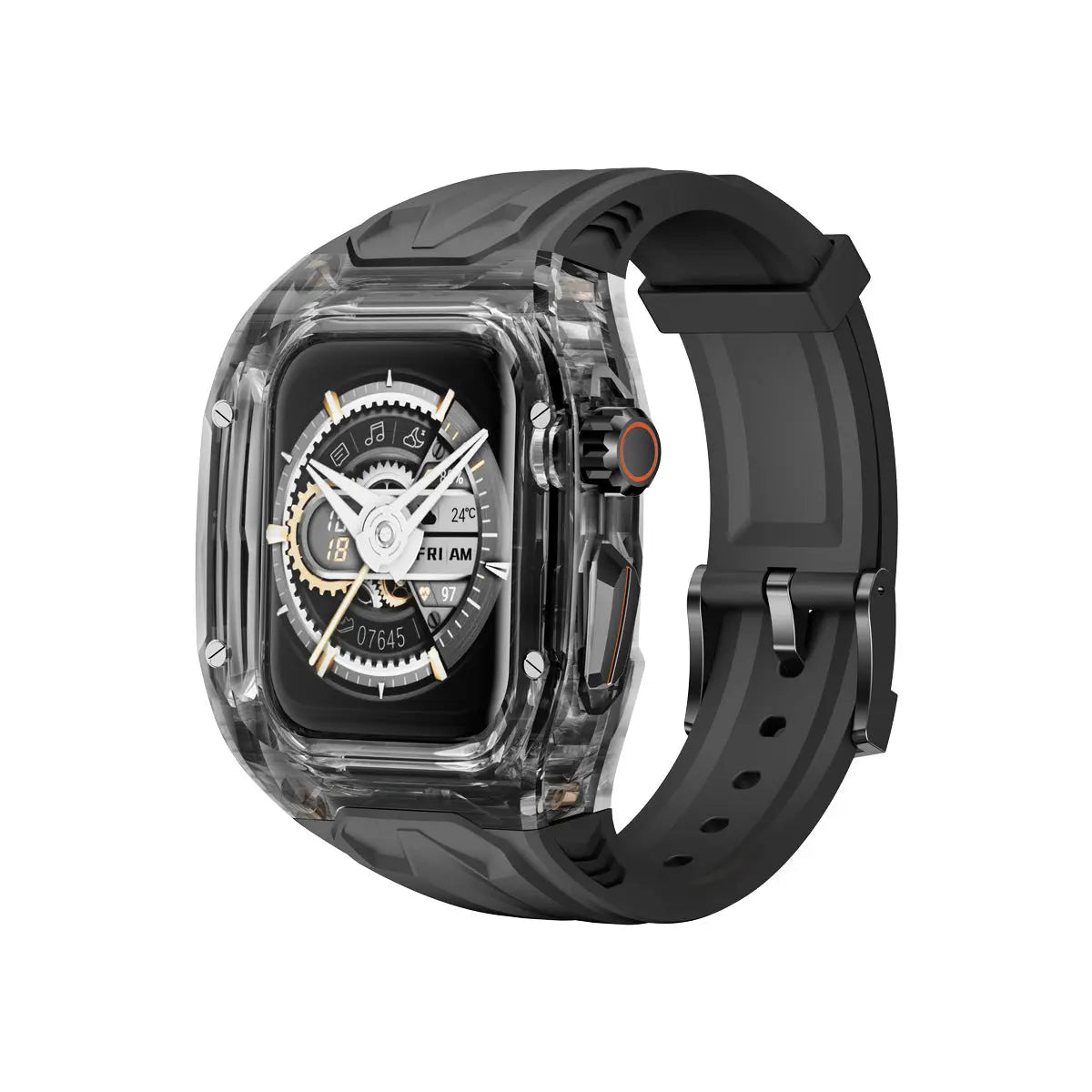 Transparent PC+TPU Sports Watch Strap & Case for Smart Watch - Raised Edge Protection, Wireless Charging Compatible(Black transparent black) Wholesale Hub