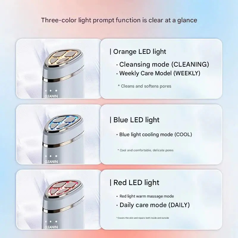 Multi-Function Facial Beauty Device - 6 Modes, 3 Intensity Levels, LED Therapy & Magnetic Charging(red) Wholesale Hub