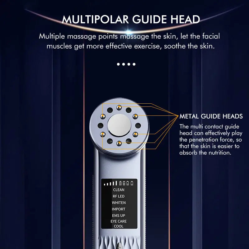 Multi-Functional Facial Beauty Device - Ultrasonic, EMS, RF LED, Cool Therapy & Eye Care(white) Wholesale Hub