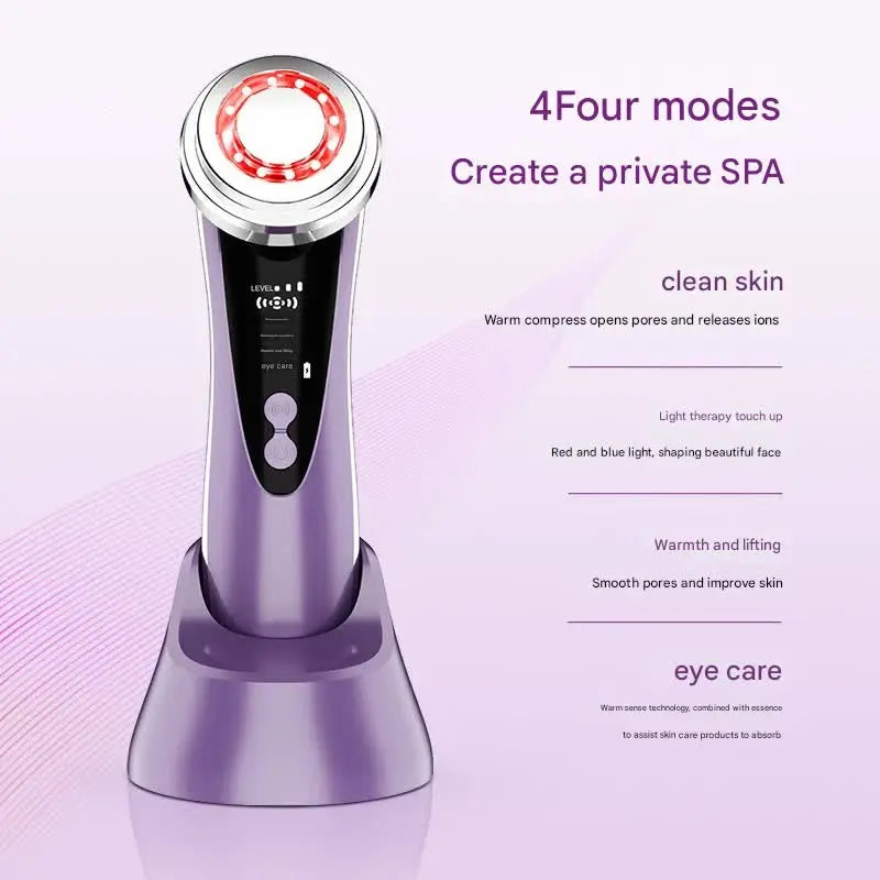 4-in-1 Facial Beauty Device - LED Light Therapy, Warm Lifting, Ion Cleansing & Eye Care(gold) Wholesale Hub
