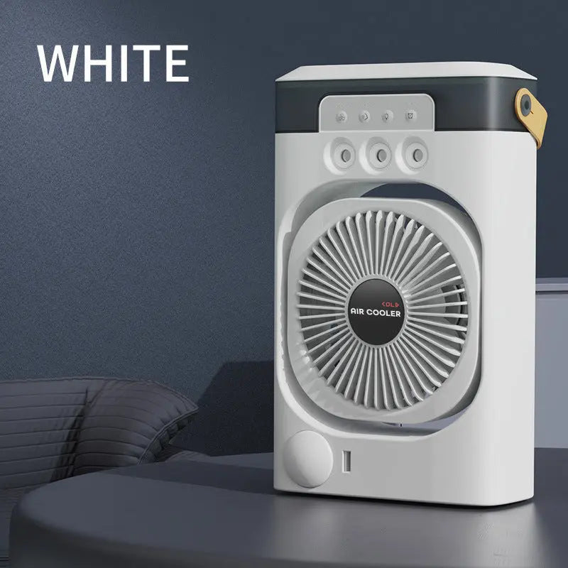 White 3-in-1 Portable Air Cooler Fan - Desktop Humidifier & LED Light, Nano Mist Wholesale Hub