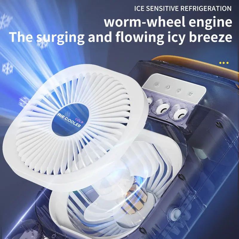 White 3-in-1 Portable Air Cooler Fan - Desktop Humidifier & LED Light, Nano Mist Wholesale Hub