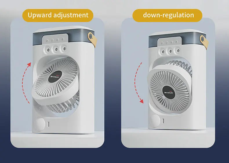 Black 3-in-1 Portable Air Cooler Fan - Desktop Humidifier & LED Light, Nano Mist Wholesale Hub