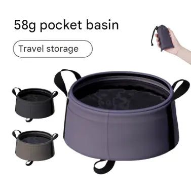 2 Pcs Dark Khaki Ultra-Lightweight Collapsible Travel Basin - Waterproof Folding Bucket for Camping, Hiking & Outdoors (8.5L) Wholesale Hub