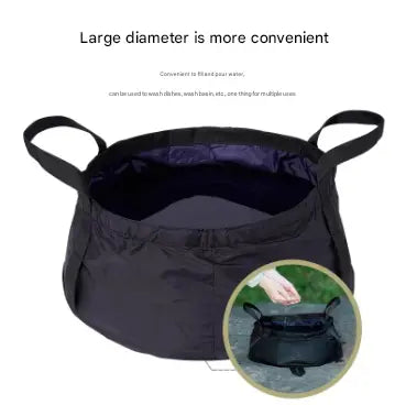 2 Pcs Black Ultra-Lightweight Collapsible Travel Basin - Waterproof Folding Bucket for Camping, Hiking & Outdoors (8.5L) Wholesale Hub