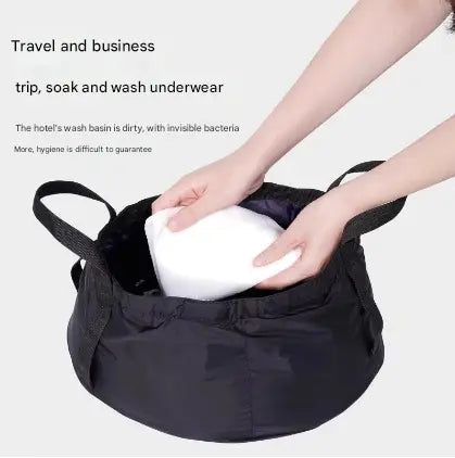 2 Pcs Black Ultra-Lightweight Collapsible Travel Basin - Waterproof Folding Bucket for Camping, Hiking & Outdoors (8.5L) Wholesale Hub