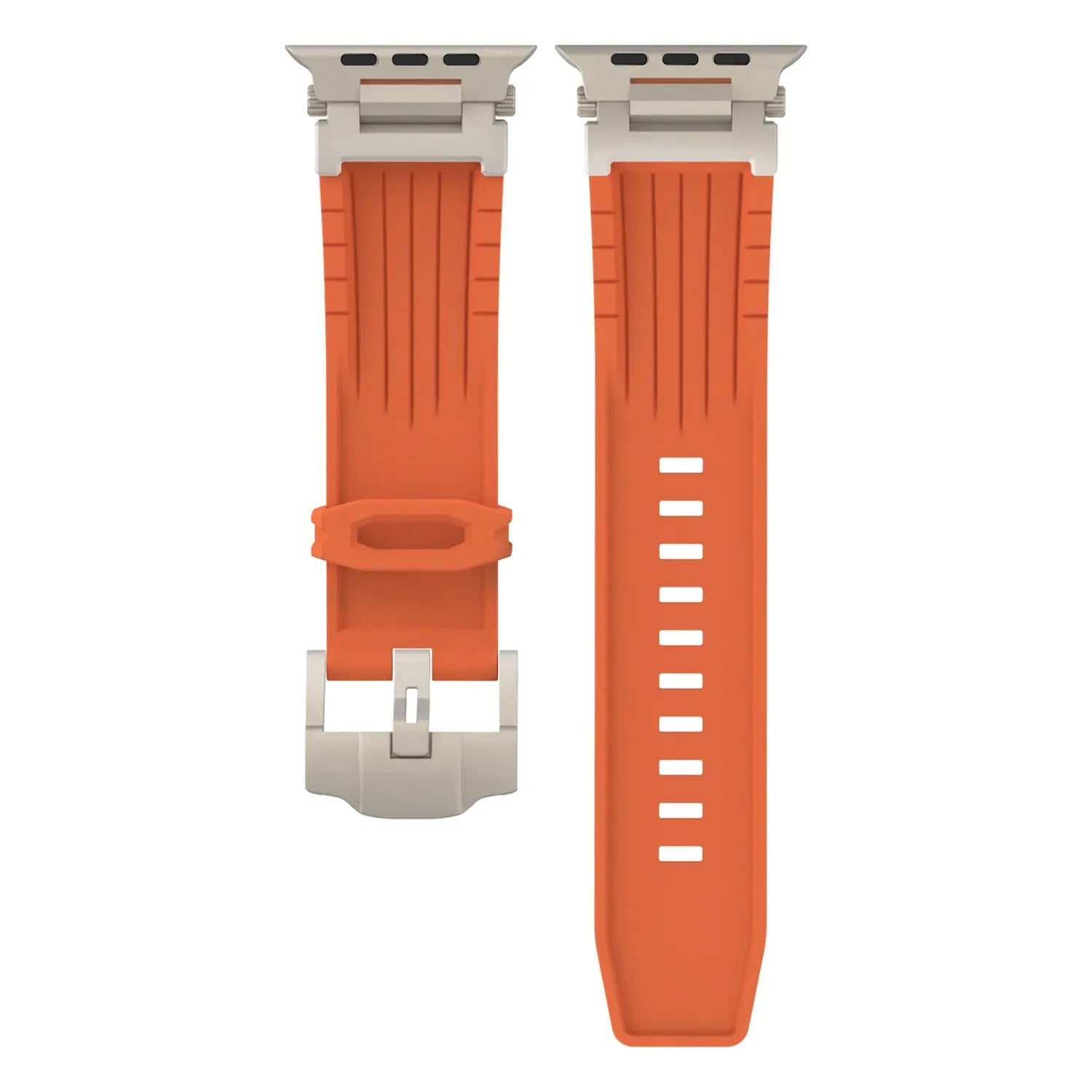Orange Rugged Tactical Silicone Strap for Apple Watch Ultra & Series - Heavy-Duty Metal Clasp Wholesale Hub