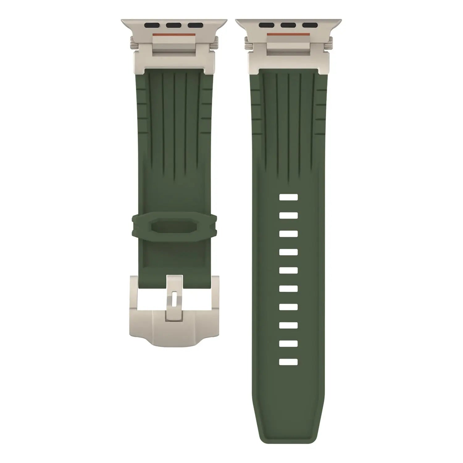 Olive Green Rugged Tactical Silicone Strap for Apple Watch Ultra & Series - Heavy-Duty Metal Clasp Wholesale Hub