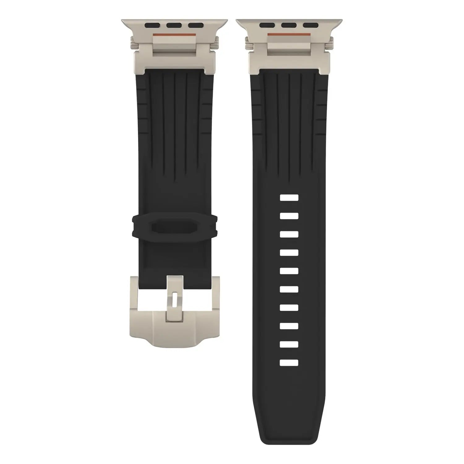 Black Rugged Tactical Silicone Strap for Apple Watch Ultra & Series - Heavy-Duty Metal Clasp Wholesale Hub