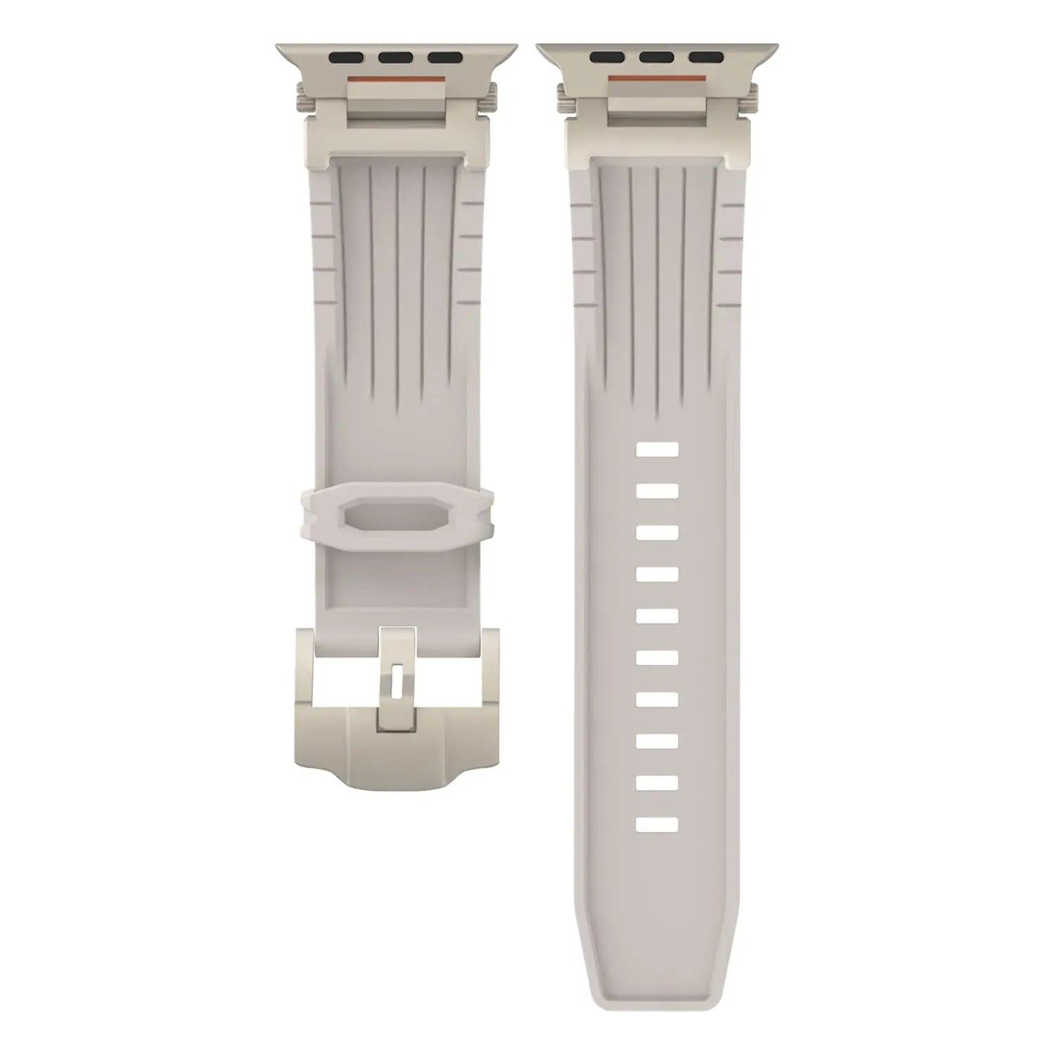 Beige Rugged Tactical Silicone Strap for Apple Watch Ultra & Series - Heavy-Duty Metal Clasp Wholesale Hub