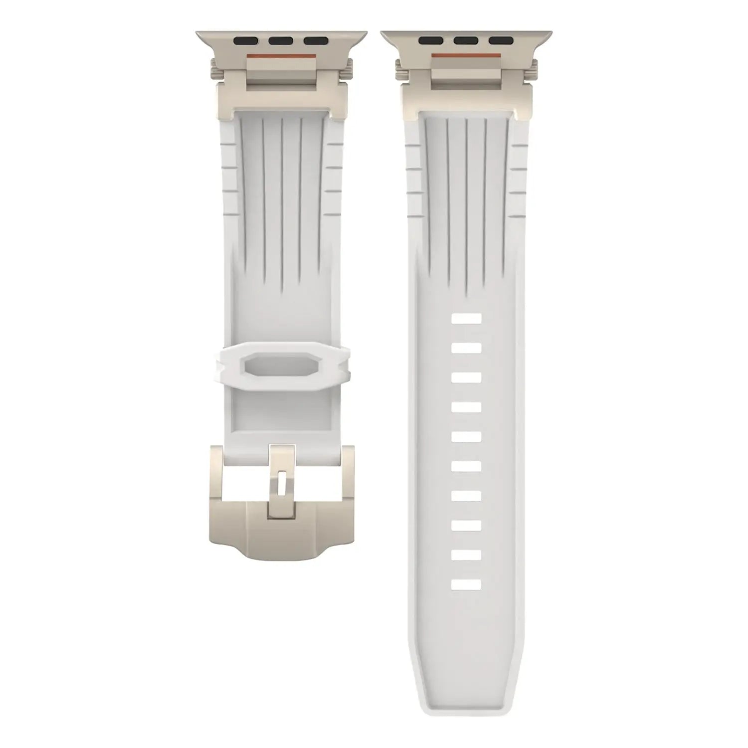 White Rugged Tactical Silicone Strap for Apple Watch Ultra & Series - Heavy-Duty Metal Clasp Wholesale Hub