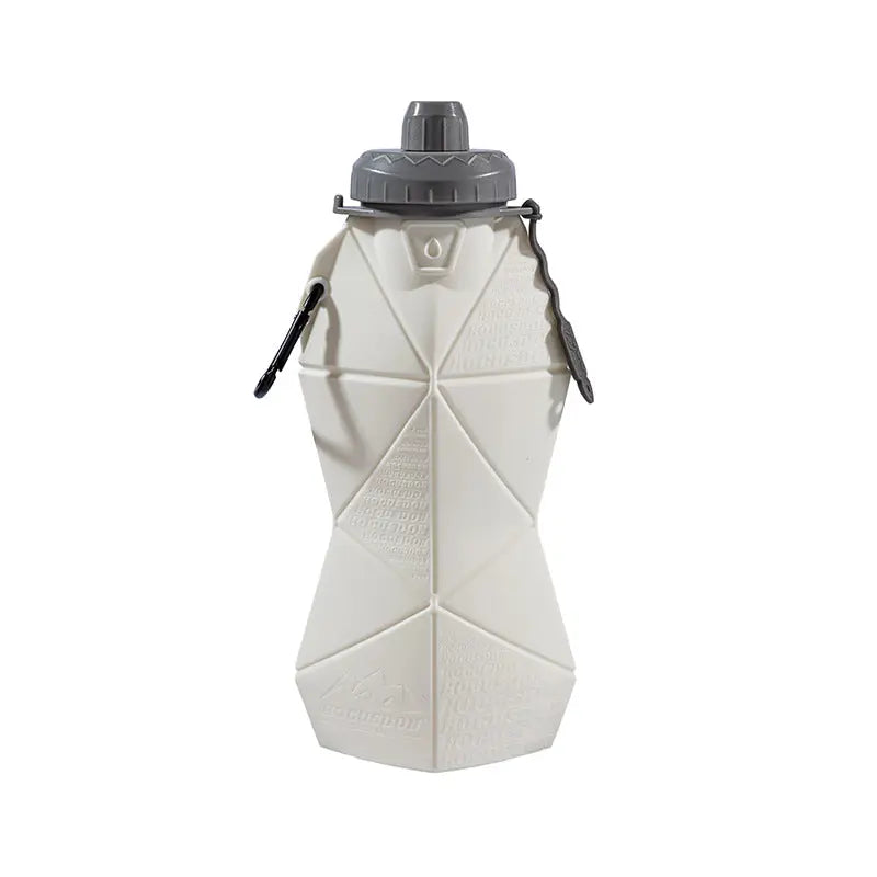 White and Grey Cup Lid Ultimate Foldable Silicone Water Bottle - Lightweight Leakproof Travel & Sports Hydration - 700ml Wholesale Hub
