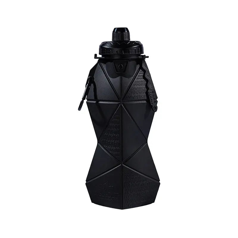 Black and Black Cup Lid Ultimate Foldable Silicone Water Bottle - Lightweight Leakproof Travel & Sports Hydration - 700ml Wholesale Hub