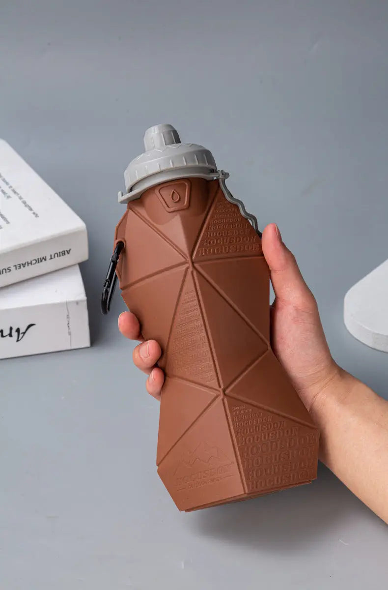 Black and Black Cup Lid Ultimate Foldable Silicone Water Bottle - Lightweight Leakproof Travel & Sports Hydration - 700ml Wholesale Hub