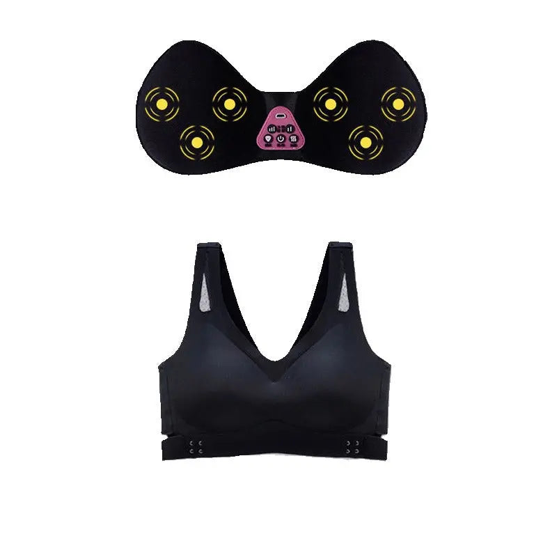 Size L Black Wireless Electric Breast Massager Bra - 5 Modes Vibration & 3 Heat Levels for Lifting Comfort & Wellness Wholesale Hub