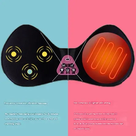 Size L Black Wireless Electric Breast Massager Bra - 5 Modes Vibration & 3 Heat Levels for Lifting Comfort & Wellness Wholesale Hub